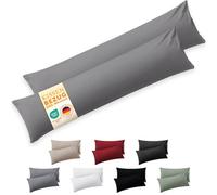 Federa Blumtal per chi dorme di lato - 40 x 145 cm, 2 pezzi - Federe certificate OEKO-TEX per chi dorme di lato con bordo ripiegato, extra morbide e lavabili in lavatrice - Cuscino - Federa grigia