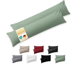 Federa Blumtal per chi dorme di lato - 40 x 145 cm, 2 pezzi - Federe certificate OEKO-TEX per chi dorme di lato con bordo ripiegato, extra morbide e lavabili in lavatrice - Cuscino - Federa - Verde