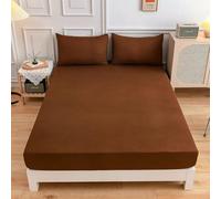 Federa, Coperchio Nero Rivestimento Aderente Tela da Letto Morbido Tela da Letto per la casa per Letto per Letto Matrimoniale, Marrone, Cuscino 2pcs