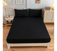 Federa, Coperchio Nero Rivestimento Aderente Tela da Letto Morbido Tela da Letto per la casa per Letto per Letto Matrimoniale, Nero, Cuscino 2pcs
