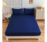 Federa, Coperchio Nero Rivestimento Aderente Tela da Letto Morbido Tela da Letto per la casa per Letto per Letto Matrimoniale, Blu Scuro, Federa 2pcs