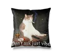 Federa copricuscino quadrata con scritta "Don't Ask Just Vibe"