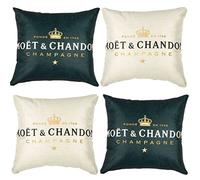 Federa Cuscini Divano，Copricuscini Decorativi Champagne e Nera 45 X 45 cm set da 4 Pezzi Cotone Lino Cuscino in Tinta Unita Cuscino del del Divano Bracciolo realizzato in tessuto di lino naturale