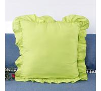 Federa Cuscino 100% Cotone Prelavato Arricciata Decorativa Quadrata Vintage Copri Cuscino Per Divano Letto Soggiorno Auto(Green,40 x 40 cm)