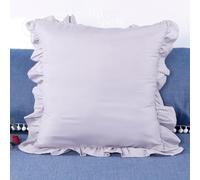 Federa Cuscino 100% Cotone Prelavato Arricciata Decorativa Quadrata Vintage Copri Cuscino Per Divano Letto Soggiorno Auto(Gray,40 x 40 cm)