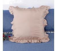 Federa Cuscino 100% Cotone Prelavato Arricciata Decorativa Quadrata Vintage Copri Cuscino Per Divano Letto Soggiorno Auto(Khaki,45 x 45 cm)