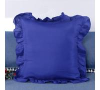 Federa Cuscino 100% Cotone Prelavato Arricciata Decorativa Quadrata Vintage Copri Cuscino Per Divano Letto Soggiorno Auto(Blue,40 x 40 cm)