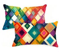 Federa Cuscino 20x30 cm Set di 2 Cuscino Geometria Lino Copricuscini Rettangolari Federe Cuscini Divano 20 x 30 Colore Stampa a Doppio Lato per Camera da Letto Soggiorno Decorazioni Autunnali EM-159