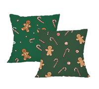 Federa Cuscino 30x30 Set di 2 Cuscini Natalizi Velluto Copricuscini Quadrati Federe Cuscini Divano 30x30 Torta allo zenzero caramelle Stampa a Doppio Lato per Patio Giardino Decorazioni Natale,2p903F
