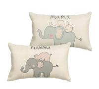 Federa Cuscino 30x50 cm Festa della mamma Linoi Cuscini per Divano, Set di 2 Elefante Cuscini Rettangolari Impermeabili Con Cerniera Invisibile, Soggiorno Sofá Patio Estate Decorativi Regalo 1B-690