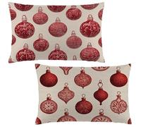 Federa Cuscino 30x50 cm Set di 2 Cuscino Rosso Velluto Copricuscini Rettangolari Federe Cuscini Divano 30 x 50 Geometria Stampa a Doppio Lato per Camera da Letto Soggiorno Decorazioni Autunnali LE-585