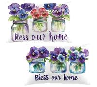 Federa Cuscino 30x50 cm Set di 2 Cuscino Viola Velluto Copricuscini Rettangolari Federe Cuscini Divano 30 x 50 Fiore Stampa a Doppio Lato per Camera da Letto Soggiorno Decorazioni Autunnali LE-951