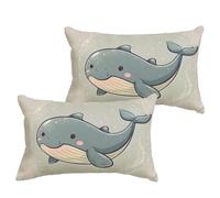 Federa Cuscino 50x60 cm Blu Linoi Cuscini per Divano, Set di 2 Balena Cuscini Rettangolari Impermeabili Con Cerniera Invisibile, Soggiorno Sofá Balcone Patio Estate Giardino Decorativi Regalo 1B-750