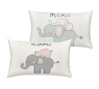 Federa Cuscino 50x60 cm Festa della mamma Velluto Cuscini per Divano, Set di 2 Elefante Cuscini Rettangolari Impermeabili Con Cerniera Invisibile, Soggiorno Sofá Patio Estate Decorativi Regalo 1B-690