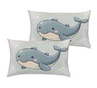 Federa Cuscino 50x70 cm Blu Velluto Cuscini per Divano, Set di 2 Balena Cuscini Rettangolari Impermeabili Con Cerniera Invisibile, Soggiorno Sofá Balcone Patio Estate Decorativi Regalo 1B-750