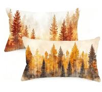 Federa Cuscino 50x70 cm Set di 2 Cuscino Autunno Velluto Copricuscini Rettangolari Federe Cuscini Divano 50 x 70 Albero Stampa a Doppio Lato per Camera da Letto Soggiorno Decorazioni Autunnali EM-11