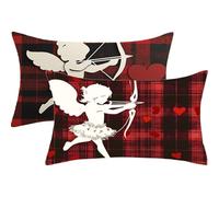 Federa Cuscino 50x70 cm Set di 2 Cuscino Rosso Lino Copricuscini Grande Rettangolari Federe Cuscini Divano 50 x 70 Angelo Stampa a Doppio Lato per Camera da Letto Soggiorno Decorazioni Autunnali,841-j