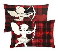 Federa Cuscino 50x70 cm Set di 2 Cuscino Rosso Velluto Copricuscini Rettangolari Federe Cuscini Divano 50 x 70 Angelo Stampa a Doppio Lato per Camera da Letto Soggiorno Decorazioni Autunnali,841-j