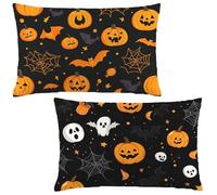 Federa Cuscino 50x75 cm Set di 2 Cuscino Nero Velluto Copricuscini Rettangolari Federe Cuscini Divano 50 x 75 Colore arancione Stampa a Doppio Lato,Camera da Letto Soggiorno Decor Autunnali LE-921