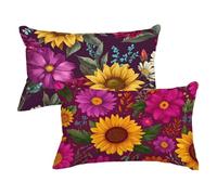 Federa Cuscino 50x75 Federe Cuscino Letto Set di 2 Viola Cuscini Rettangolari Divano Girasole Bifacciale Decorativo Velluto Copricuscino con Cerniera Invisibile Design per Divano Letto Decor,Model212