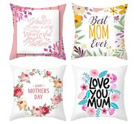 Federa Cuscino Mamma 4 Pezzi,Copricuscini Festa Della Mamma,Federa per Cuscino Happy Mother's Day,Cuscini Per Divani Mamma,Regalo Mom Compleanno Idee New Years Regalo Decorazione Home Letto 45x45