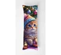 Federa Cuscino per il Corpo Gatto, Body Pillow Case Ballo Natale Super Morbido e Accogliente, con Cerniera Nascosta, per Camera da Letto, Soggiorno, Divano, federa Decorativa 40x145cm