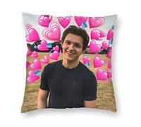 Federa decorativa moderna per divano, ufficio, cuore, simbolo My Tom Holland, ipoallergenica, in velluto, 45 x 45 cm
