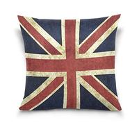 Federa decorativa per cuscino, 45 cm x 45 cm, per cuscino quadrato, stile vintage Union Jack britannico