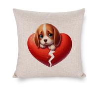 Federa decorativa per cuscino a forma di cane da compagnia, con cuore rosso, 66 x 66 cm, quadrata, con cerniera, per soggiorno, cucina, divano, auto, decorazione per la casa