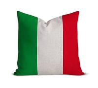 Federa decorativa per cuscino con bandiera italiana, 45 x 45 cm, stile vintage, stile retrò, rustico, con bandiera patriottica, quadrata, in cotone e lino, idea regalo per mamma e papà