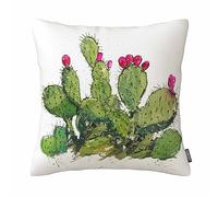 Federa decorativa per cuscino con cactus e piante grasse, 45,7 x 45,7 cm, in cotone e lino