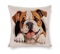 Federa decorativa per cuscino con cane da compagnia, con divertente cane che sbircia, 45,7 x 45,7 cm, quadrata, con cerniera, per soggiorno, cucina, divano, auto, decorazione per la casa