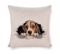 Federa decorativa per cuscino con cane da compagnia, con divertente cane che sbircia, 55,9 x 56 cm, quadrata, con cerniera, per soggiorno, cucina, divano, auto, decorazione per la casa