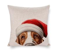Federa decorativa per cuscino con cappello natalizio che sbircia un cane bassotto 55,9 x 56 cm, federa per cuscino per divano, letto, soggiorno, casa, feste, regali di compleanno per gli amanti dei