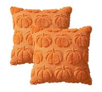 Federa decorativa per cuscino con zucca, in morbida pelliccia sintetica, colore rosso ruggine, per il raccolto autunnale, soffici federe per cuscini in peluche per divano in fattoria