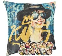 Federa decorativa per cuscino Gobelin, cuscino per divano, cuscino decorativo, motivo pop art, stampato su entrambi i lati, Michael Jackson, 40 x 40 cm, senza imbottitura