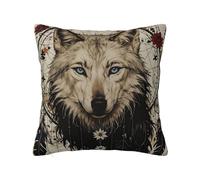 Federa decorativa per cuscino vintage Wolf nero beige 20x20 pollici, federa morbida per cuscino quadrato per divano, camera da letto, arredamento per la casa