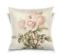 Federa decorativa quadrata per cuscino, stile vintage shabby chic rosa floreale, federa morbida