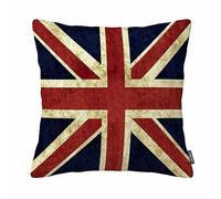 Federa decorativa vintage con bandiera britannica inglese, con cerniera, 45,7 x 45,7 cm (due lati)