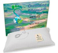 Federa di Messa a Terra - 95% cotone e 5% filo d'argento per cuscino standard UK - include cavo da 5 m e spina di messa a terra a doppia presa UK, by Earth Potential