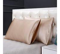 Federa di seta da casalinga 25 Momme Charmeuse Tessuto di pura seta di gelso Double-side 1pc-Regina 50x80 cm_Caffè