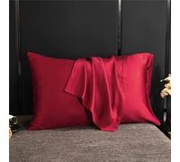 Federa di Seta di Gelso Naturale Fodera per Cuscino in Tinta Unita 40x70 48x74 Vera Seta Proteggere La Copertura del Cuscino per Capelli, Red, 48x74cm 1pc