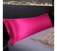 Federa doppia impermeabile, effetto seta, tinta unita, 1,2 m/1,5 m/1,8 m, di sostegno lungo, per maternità, coppie e famiglie, lavabile in lavatrice (rosso rosa, 48 x 150 cm)