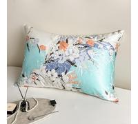 Federa in 100% vera seta di gelso per capelli e pelle, con cerniera, salutare, delicata sulla pelle, rinfrescante su entrambi i lati, grado 6A, federa per cuscino in pura seta con motivo floreale, 1