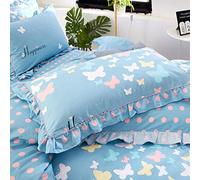 Federa in cotone, federa pieghettata, un paio di lussuosa federa decorativa con apertura a busta-Farfalle che volano - Blu_48 * 74 cm