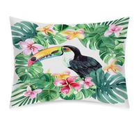 Federa in raso con foglie tropicali e tucano, per capelli e pelle, morbida e setosa con chiusura a busta, federa in raso liscio per un sonno migliore, 51 x 66 cm, dimensioni standard