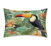 Federa in raso con tucano tropicale, per capelli e pelle, morbida e setosa con chiusura a busta, federa in raso liscio per un sonno migliore, 51 x 76 cm, queen size