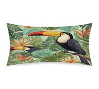 Federa in raso con tucano tropicale, per capelli e pelle, morbida e setosa con chiusura a busta, federa in raso liscio per un sonno migliore, 20 x 40 cm, king size