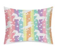 Federa in raso per capelli e pelle, queen size, graziosa licenza arcobaleno a righe, federa decorativa con chiusura a busta, per camera da letto e hotel