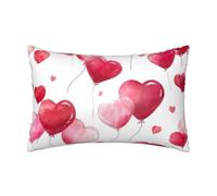 Federa in raso rosa rosso cuore seta federe per capelli e pelle con chiusura a zip romantico amore rinfrescante federa per cuscino per biancheria da letto soggiorno divano 50 x 75 cm